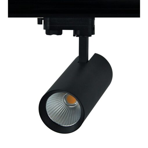 SAND BLACK LED TRACK LUMINAIRE 27W 4000K 3-PHASE 36° 3150LM 230V AC Ra80 Φ74*170MM 5YRS ACA – SOLINE2740B4