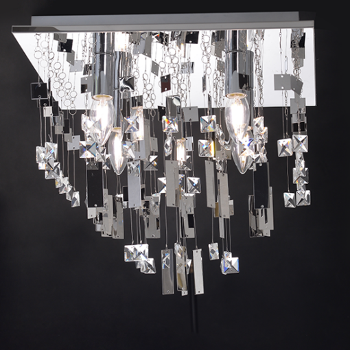 ACA DECOR  – Φωτιστικό Οροφής 4ΧΕ14 Χρώμιο Μέταλλο 40Χ40ΧΗ32cm