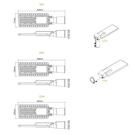 LED Φωτιστικό Δρόμου 30W ACA 150°x75° 4200lm IP66 4000K – BISE3040