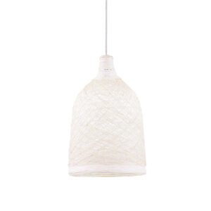 Κρεμαστό Φωτιστικό 1ΧΕ27 Από Λευκό Πλεκτό Σπάγκο Φ270 ACA DECOR  – SU05PWH