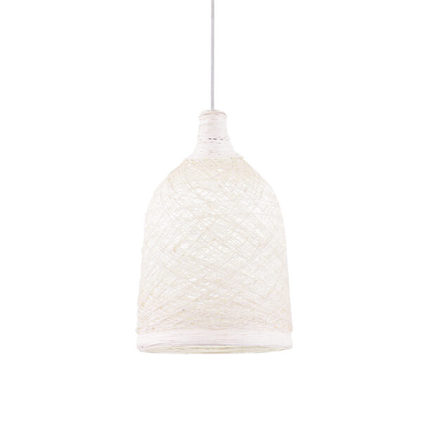 Κρεμαστό Φωτιστικό 1ΧΕ27 Από Λευκό Πλεκτό Σπάγκο Φ270 ACA DECOR  – SU05PWH