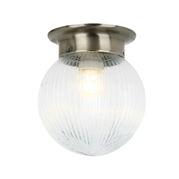 Επιτοίχιο Φωτιστικό 1ΧΕ27 Διάφανο Ριγωτό Γυαλί + Μπρονζέ Μέταλλο  ACA DECOR   – SU0607CB