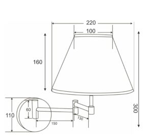 Απλίκα τύπου Ξενοδοχείου με Μαύρο Καπέλο 1xΕ27 ACA DECOR  – SUWB01B