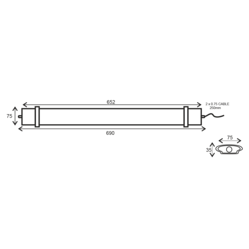 Led Γραμμικό Στεγανό Φωτιστικό 69cm 30W 4000K 230VAC 2760lm IP66 ACA – TETE3040