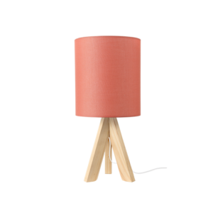 ACA DECOR  – Επιτραπέζιο Φωτιστικό 1ΧΕ14 Ξύλο + Εκαι Αμπαζούρ Φ18XH40cm