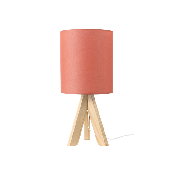 ACA DECOR  – Επιτραπέζιο Φωτιστικό 1ΧΕ14 Ξύλο + Εκαι Αμπαζούρ Φ18XH40cm