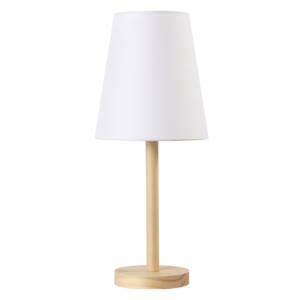 ACA DECOR  – Επιτραπέζιο Φωτιστικό 1ΧΕ14 Ξύλο + Λευκό  Αμπαζούρ Φ18XH39cm