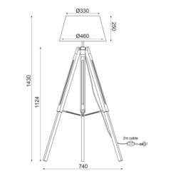 ACA DECOR   – Επιδαπέδιο Φωτιστικό 1ΧΕ27 Ξύλο + Μαύρο Αμπαζούρ+Ορείχαλκο Μέταλλο TF17701FBBB