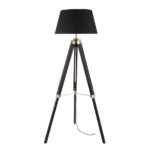 ACA DECOR   – Επιδαπέδιο Φωτιστικό 1ΧΕ27 Ξύλο + Μαύρο Αμπαζούρ+Ορείχαλκο Μέταλλο TF17701FBBB