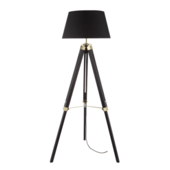 ACA DECOR   – Επιδαπέδιο Φωτιστικό 1ΧΕ27 Ξύλο + Μαύρο Αμπαζούρ+Ορείχαλκο Μέταλλο TF17701FBBB