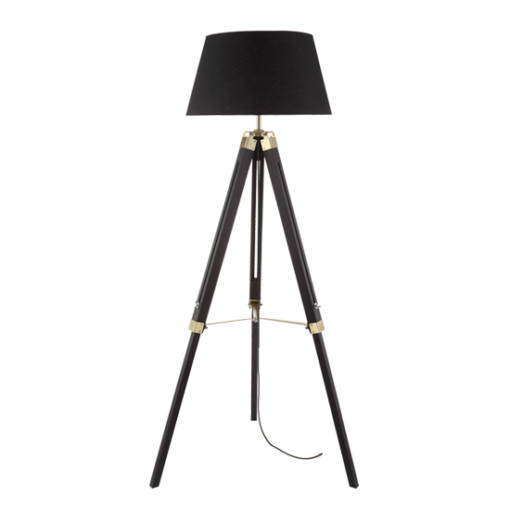 ACA DECOR   – Επιδαπέδιο Φωτιστικό 1ΧΕ27 Ξύλο + Μαύρο Αμπαζούρ+Ορείχαλκο Μέταλλο TF17701FBBB
