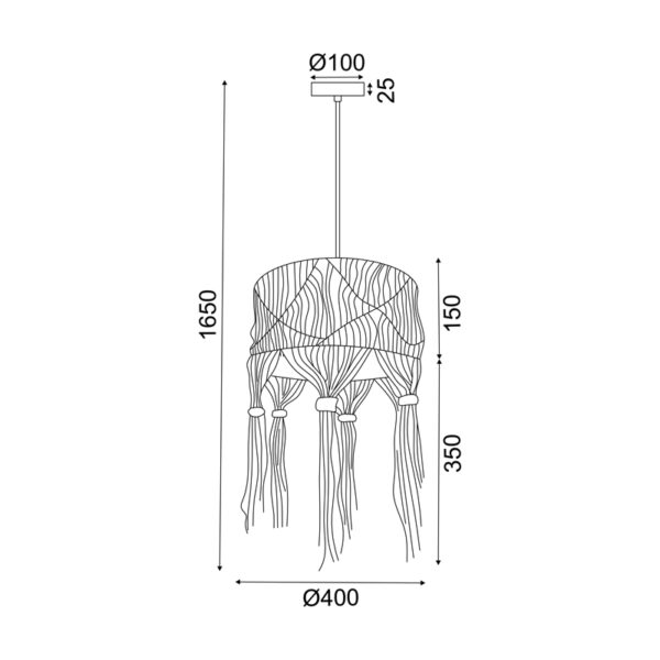 ΚΡΕΜΑΣΤΟ Φ/Σ 1ΧΕ27 THASSOS ΕΚΡΟΥ ΜΑΛΛΙΝΟ D40XH165CM ACA – TF20221P
