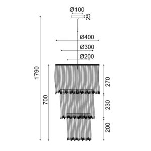 ΚΡΕΜΑΣΤΟ Φ/Σ 1ΧΕ27 THASSOS ΕΚΡΟΥ ΜΑΛΛΙΝΟ D40XH180CM ACA – TF20261P