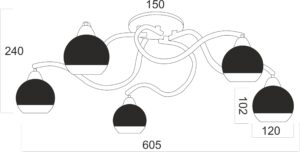 Φωτιστικό Οροφής 5ΧE27 Γυαλί Χρώμιο – Διάφανο ACA DECOR  – TNK81444CR5H