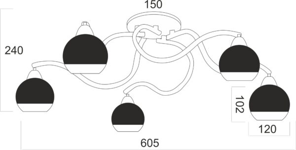 Φωτιστικό Οροφής 5ΧE27 Γυαλί Χρώμιο – Διάφανο ACA DECOR  – TNK81444CR5H