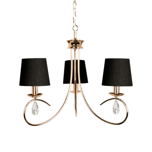 Κρεμαστό Φωτιστικό 3ΧΕ14 Μέταλλο Χρυσοχάλκινο + Μαύρο Ύφασμάτινο Αμπαζούρ ACA DECOR   – TNK81490CG3P
