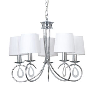 Κρεμαστό Φωτιστικό 5ΧE14 Μεταλλικό Χρώμιο Νίκελ Λευκά Καπέλα ACA DECOR – TNK81490CR5P