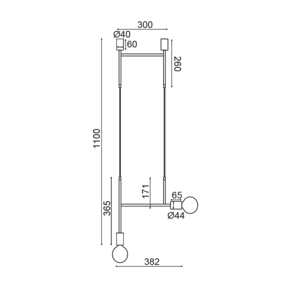 ΚΡΕΜΑΣΤΟ ΦΩΤΙΣΤΙΚΟ 2ΧΕ27 ΜΑΥΡΟ ΜΕΤΑΛΛΙΚΟ 38X4X110CM KYOTO ACA DECOR  – TNK852P38BK