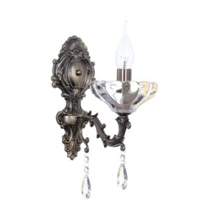 Επιτοίχιο Φωτιστικό 1ΧΕ14 Μέταλλο-Κρύσταλλο Μπρονζέ Αντικέ ACA DECOR   – TNK854531W