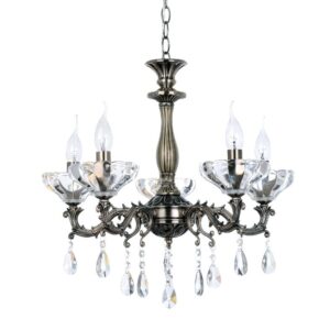 Κρεμαστό Φωτιστικό Οροφής 5xE14 Ø540 Μέταλλο-Κρύσταλλο Μπρονζέ Αντικέ ACA DECOR – TNK854535P