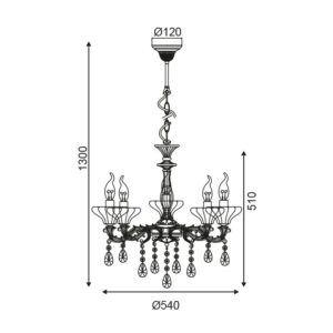 Κρεμαστό Φωτιστικό Οροφής 5xE14 Ø540 Μέταλλο-Κρύσταλλο Μπρονζέ Αντικέ ACA DECOR – TNK854535P