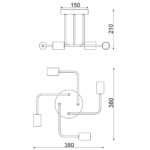 ACA DECOR   – Φωτιστικό Οροφής 4XE27 Μεταλλικό Μαύρο Ματ Φ44XH21cm