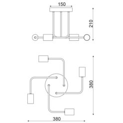 ACA DECOR   – Φωτιστικό Οροφής 4XE27 Μεταλλικό Μαύρο Ματ Φ44XH21cm