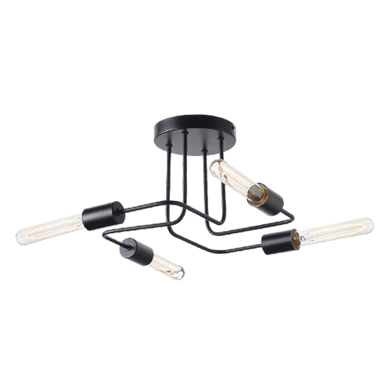 ACA DECOR   – Φωτιστικό Οροφής 4XE27 Μεταλλικό Μαύρο Ματ Φ44XH21cm