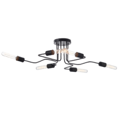 ACA DECOR   – Φωτιστικό Οροφής 6XE27 Μεταλλικό Μαύρο Ματ 73X50XH21cm