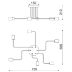 ACA DECOR   – Φωτιστικό Οροφής 6XE27 Μεταλλικό Μαύρο Ματ 73X50XH21cm