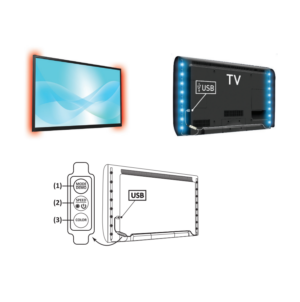 Σετ LED Ταινίας 2×0.5m Πολύχρωμη RGB 5V για Τηλεόραση με USB ACA IP65 2×2.4W  – TVLIT