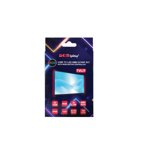 Σετ LED Ταινίας 2×0.5m Πολύχρωμη RGB 5V για Τηλεόραση με USB ACA IP65 2×2.4W  – TVLIT