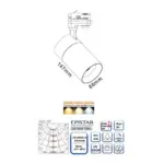 Σποτ Ράγας LED COB 30W Dimmable Τριφασικό Universe CCT 3000-5000K 2850lm 38° Μαύρο 2-U011907