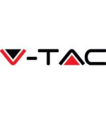 Λογότυπο V-TAC με μοντέρνα γραμματοσειρά σε κόκκινο και μαύρο χρώμα.