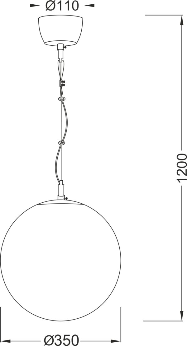 Κρεμαστό Φωτιστικό 1ΧΕ27 Ø350 Σφαιρικό Λευκό Γυαλί ACA DECOR  – V2010C350