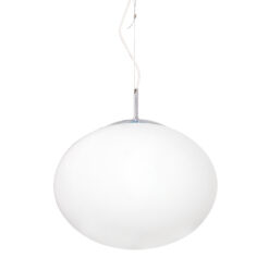 Κρεμαστό Φωτιστικό 1ΧΕ27 Οβάλ Λευκό Γυαλί ACA DECOR  – V24012380
