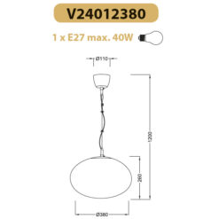 Κρεμαστό Φωτιστικό 1ΧΕ27 Οβάλ Λευκό Γυαλί ACA DECOR  – V24012380