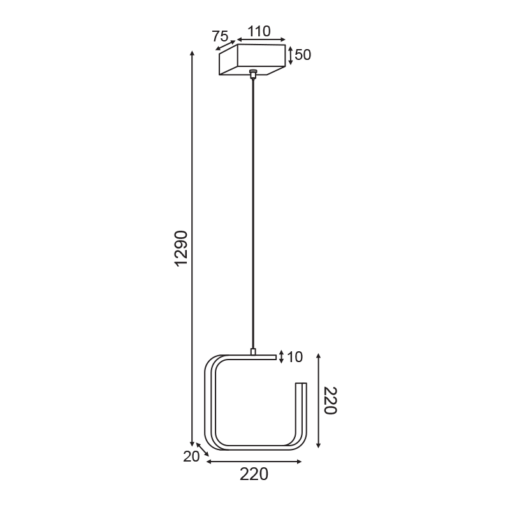 ΚΡΕΜΑΣΤΟ ΦΩΤΙΣΤΙΚΟ LED 8W 3000K 780LM ΜΑΥΡΟ ΜΕΤΑΛΛΙΚΟ 22X11XH129CM EUCLID1 ACA DECOR – V27LEDP22BK