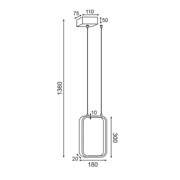 ΚΡΕΜΑΣΤΟ ΦΩΤΙΣΤΙΚΟ LED 11W 3000K 1044LM ΜΑΥΡΟ ΜΕΤΑΛΛΙΚΟ 18X11XH136CM SYMETRIA ACA DECOR – V30LEDP18BK