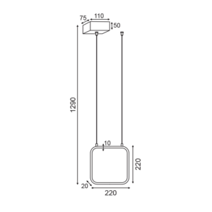 ΚΡΕΜΑΣΤΟ ΦΩΤΙΣΤΙΚΟ LED 9W 3000K 870LM ΜΑΥΡΟ ΜΕΤΑΛΛΙΚΟ 22X11XH129CM SYMETRIA ACA DECOR – V30LEDP22BK