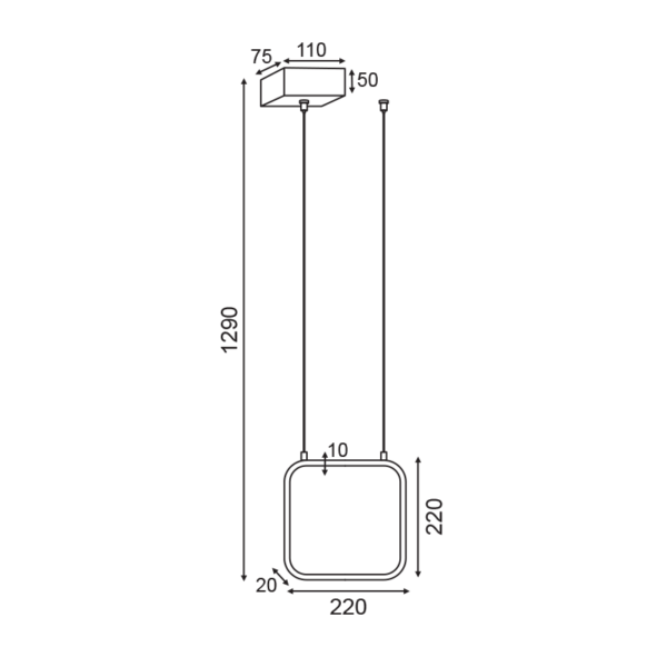 ΚΡΕΜΑΣΤΟ ΦΩΤΙΣΤΙΚΟ LED 9W 3000K 870LM ΜΑΥΡΟ ΜΕΤΑΛΛΙΚΟ 22X11XH129CM SYMETRIA ACA DECOR – V30LEDP22BK