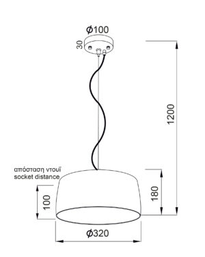 Κρεμαστό Φωτιστικό Καμπάνα 1xΕ27 Τσιμέντο Φ320 ACA DECOR – V351091P