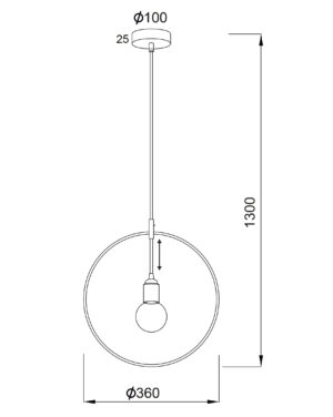 Κρεμαστό Φωτιστικό 1ΧΕ27 Μεταλλικό Χάλκινο Κύκλος Φ350 ACA DECOR   – V35181CP
