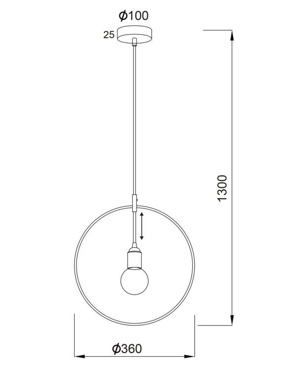 Κρεμαστό Φωτιστικό 1ΧΕ27 Μεταλλικό Χάλκινο Κύκλος Φ350 ACA DECOR   – V35181CP