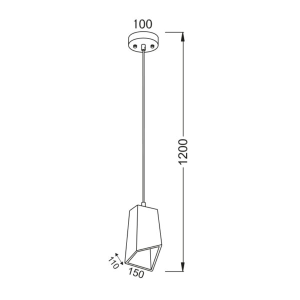 Κρεμαστό Φωτιστικό 1ΧΕ27 Τσιμέντο Ασύμμετρο  ACA DECOR   – V35353