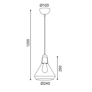 Κρεμαστό Φωτιστικό 1ΧΕ27 Γυαλί+Μεταλλικό Γκρι Φ240 ACA DECOR   – V36035CM