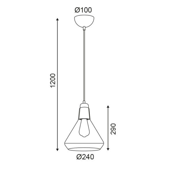 Κρεμαστό Φωτιστικό 1ΧΕ27 Γυαλί+Μεταλλικό Γκρι Φ240 ACA DECOR   – V36035CM