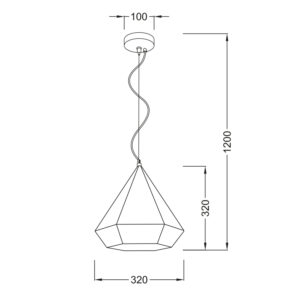 Κρεμαστό Φωτιστικό 1ΧΕ27 Μεταλλικό Καφέ Πολύγωνο Φ320 ACA DECOR   – V36049LB