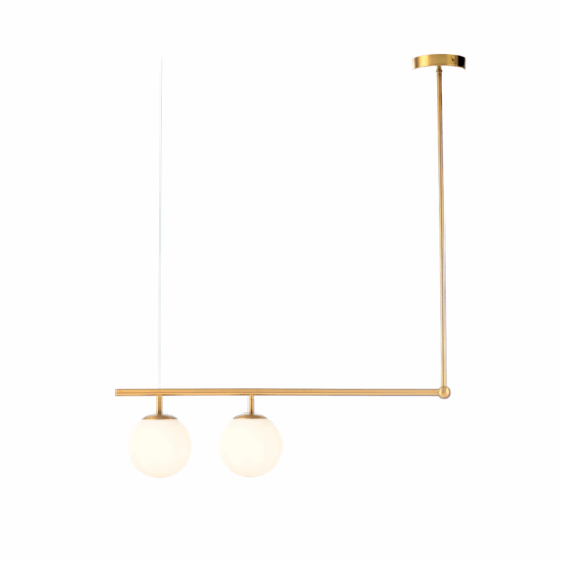 ACA DECOR   κρεμαστό φωτιστικό vintage 2xE27 σε ορείχαλκο-λευκό , V360502P