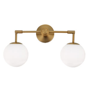 Επιτοίχιο Φωτιστικό 2ΧΕ27 Ορείχαλκο Μεταλλικό+ΟΠΑΛ Γυαλί ACA DECOR    – V360502W